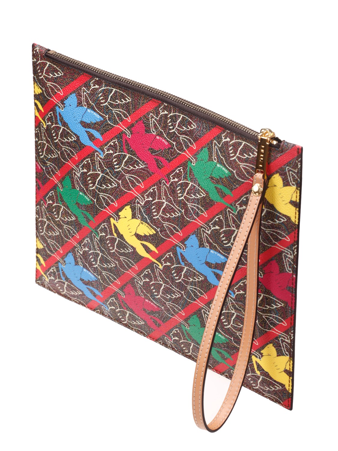 shop ETRO  Porta ipad: Etro porta iPad con pegaso multicolor.
Chiusura con zip.
Laccio per il polso.
Tasca interna.
Dimensioni: 30 cm x 22 cm.
Composizione: 42% cotone 58% poliestere .
Fabbricato in Italia.. 1N460 2640-8000 number 313594